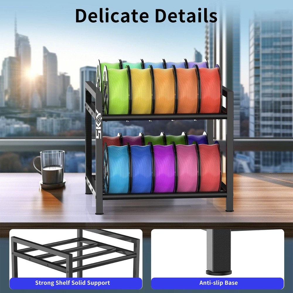 3D Printer Filament Storage Rack- Rolling Filament Spool Holders Racks, Heavy...