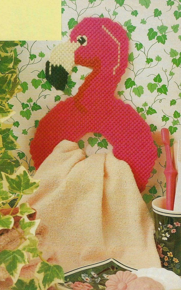 FLAMINGO TOWEL HOLDER DIGEST SIZE PLASTIC CANVAS PATTERN INSTRUCTIONS