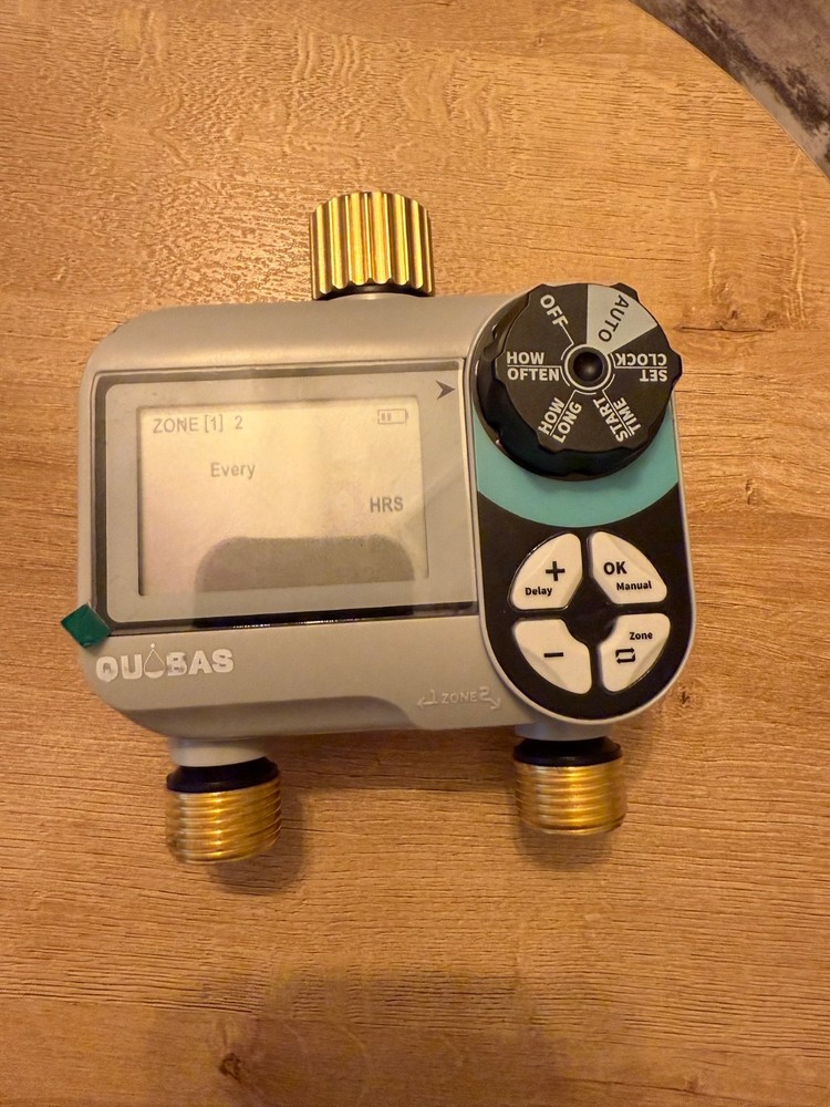 2 Zone Sprinkler Timer with Brass Inlet & Outlet, Programmable Water Timer - USA
