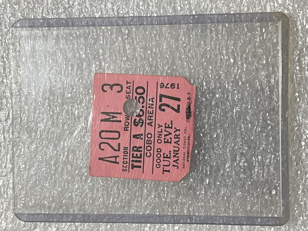 KISS Used Ticket Stub Tuesday January 27 1976 Cobo Arena Detroit Michigan