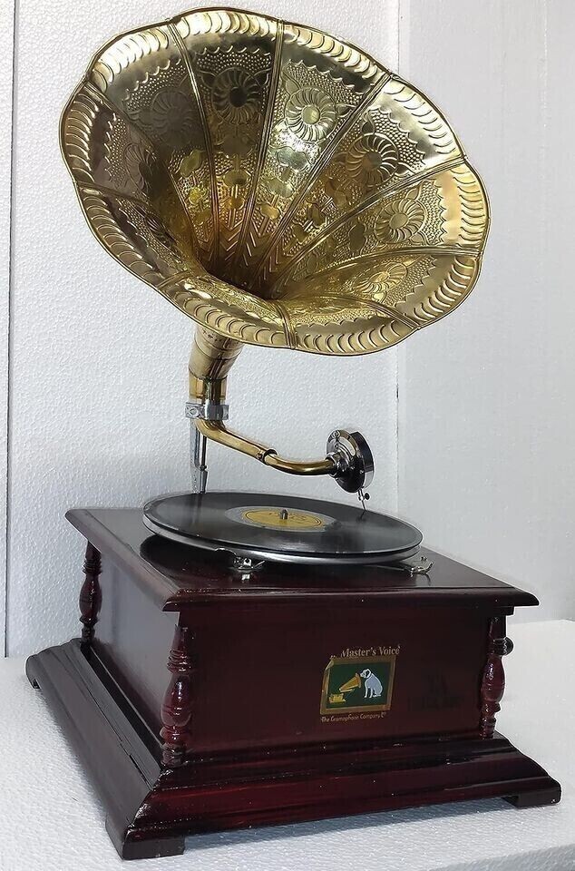 Antique HMV Fully Functional Gramophone Working Replica Vinyl Record Player Gift