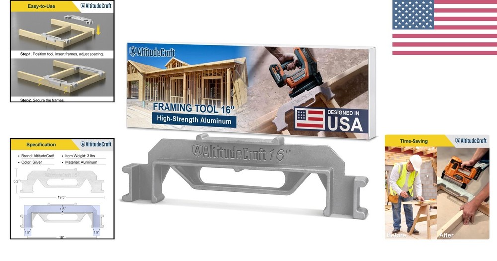 16-Inch Precision Framing Stud Layout Tool for Fast & Accurate Construction