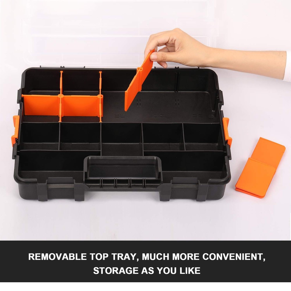 Makitoyo Tool Box Organizers, Interlocking Black 2 PCS Set Toolbox, Orange