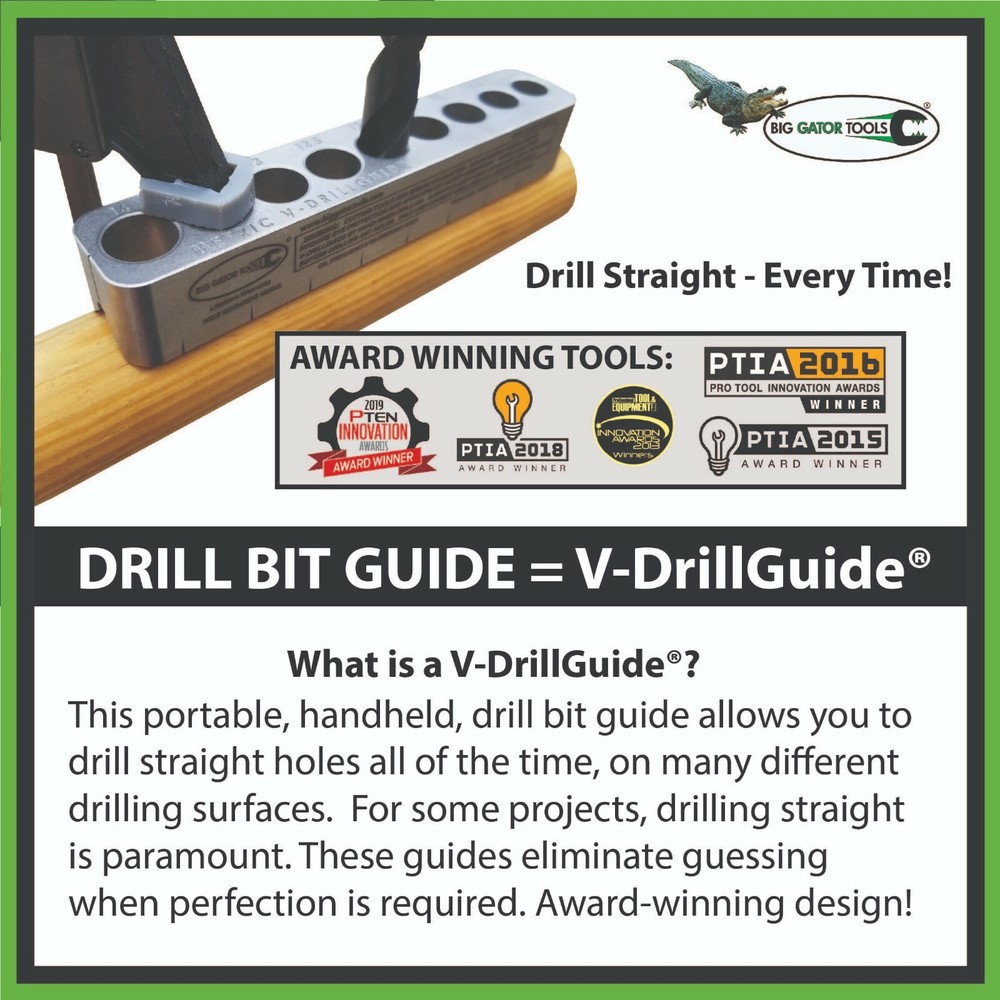 Big Gator Tools - STD3000DGNP - Drill Bit Jig - V-DrillGuide Drilling Accessory