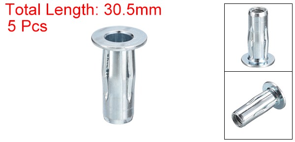 5pcs 5/16-18 Multi-Grip Rivet Nuts Pre-Bulbed Shank Flat Head Threaded Insert