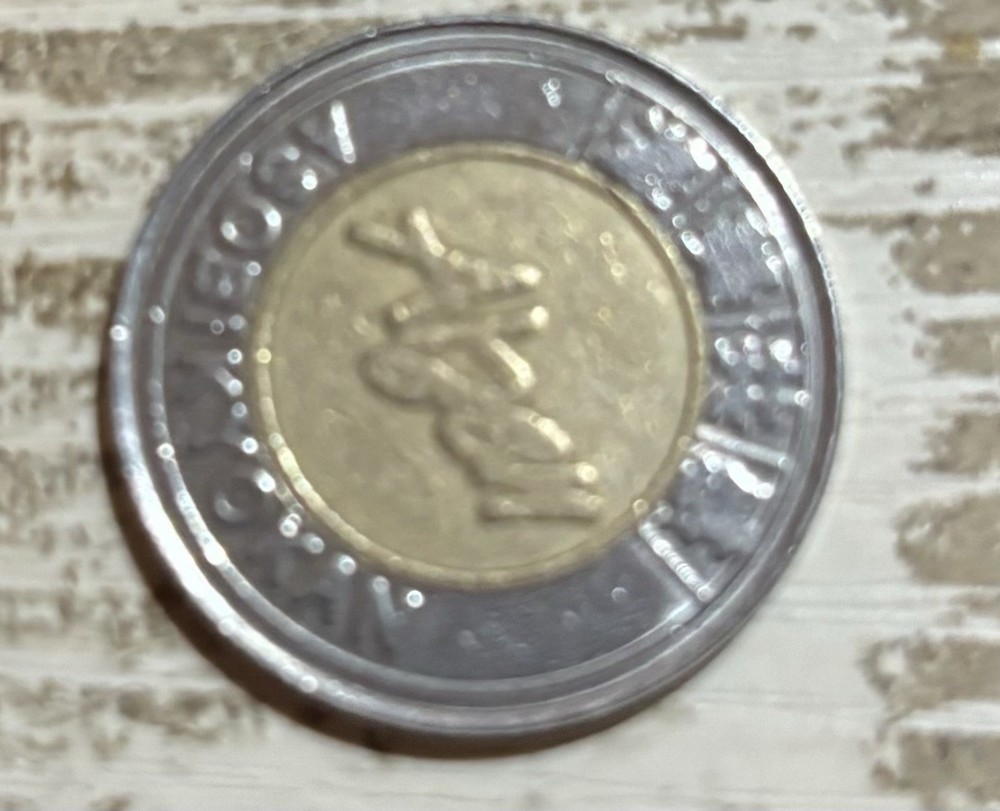 Morocco 5 Dirhams Bi-Metallic Coin Silver Gold Arabic Script