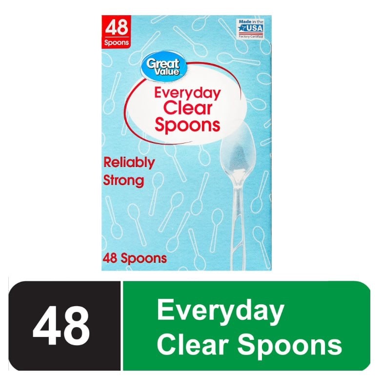 Plastic Everyday Clear Spoons, 48 Count