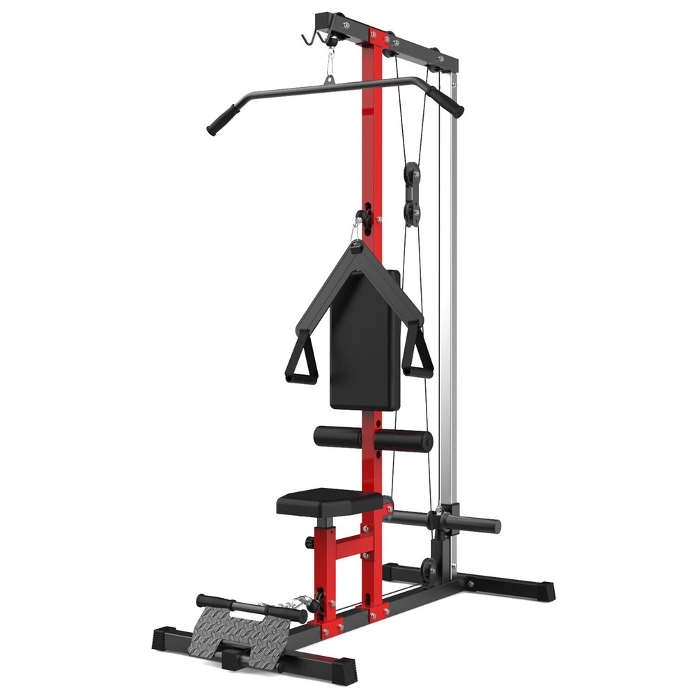 Wall-Mounted LAT Pull Down Machine,Home Gym Cable Station w/ Dual Pulley System