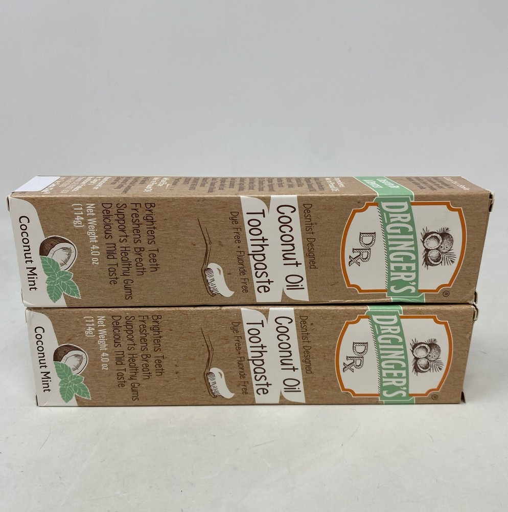Dr. Ginger's Coconut Oil Toothpaste - Coconut Mint, 4 oz Each 2-Pack Fluoride