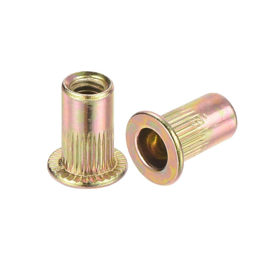 200Pcs Rivet Nut Flat Head, M4 Carbon Steel Thread