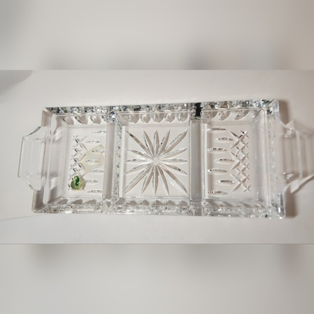 Waterford Crystal Lismore Rectangular 3 Part Tray with Handles