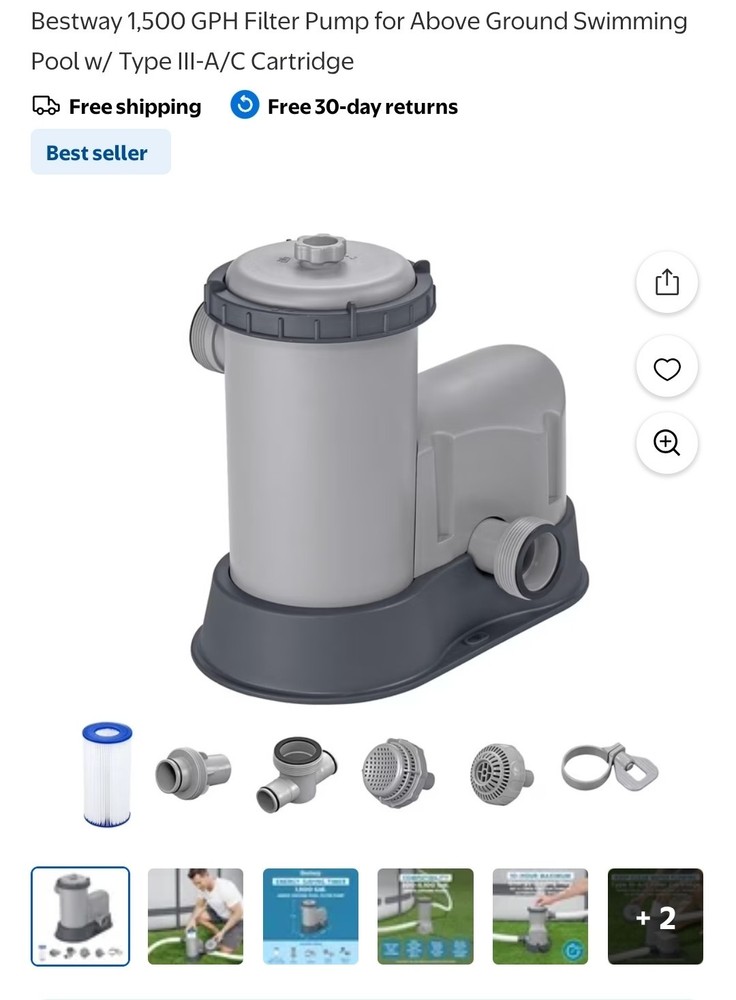 Bestway 1500 Gallon Per Hour Filter Pump