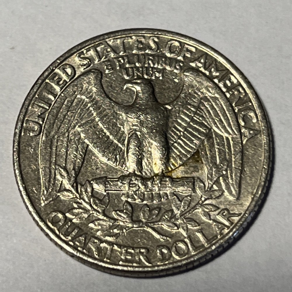 1981 P Washington Quarter Errors Strike Though Grease Unreadable Mint Mark #2