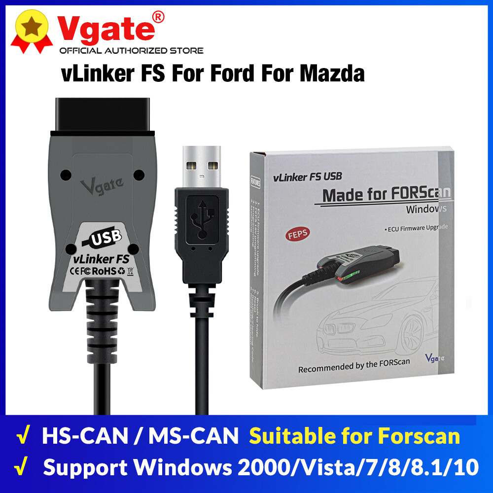Vgate vLinker FS USB ELM327 OBD2 Scanner For Ford FORScan HS/MS-CAN Auto Switch
