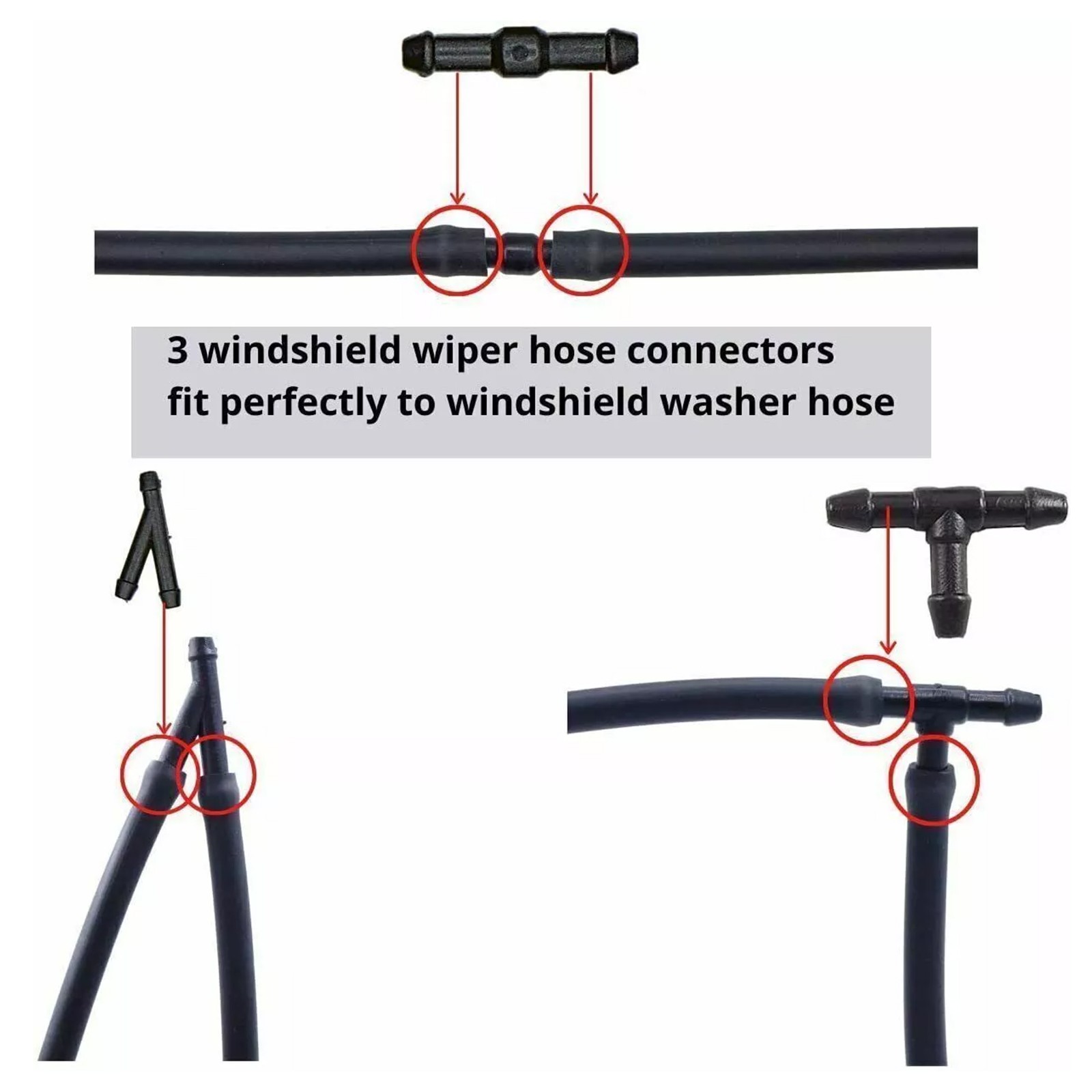 Universal Car Windshield Wiper Washer Squirter Nozzle Spray Jet Kit Fluid Hose U