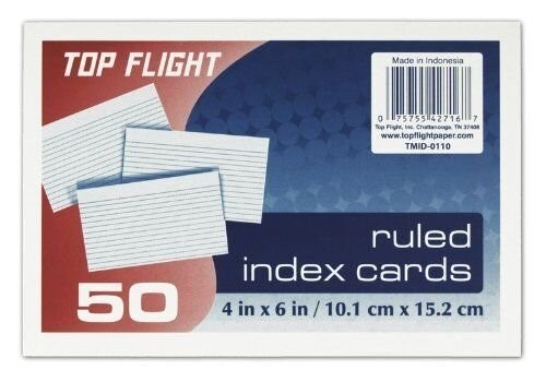 Top FlightRuled Index Cards