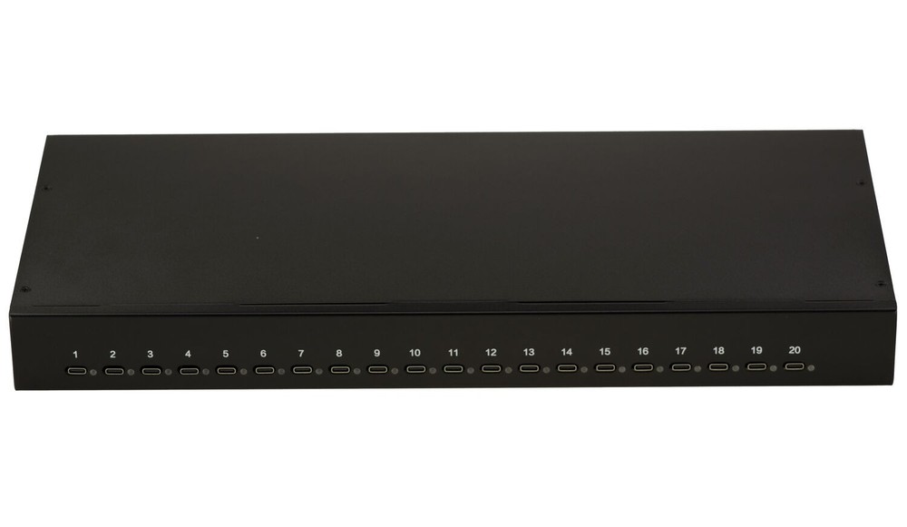 Rackmount Charging Station 20X USB C, 200W, 2.1A Per Port
