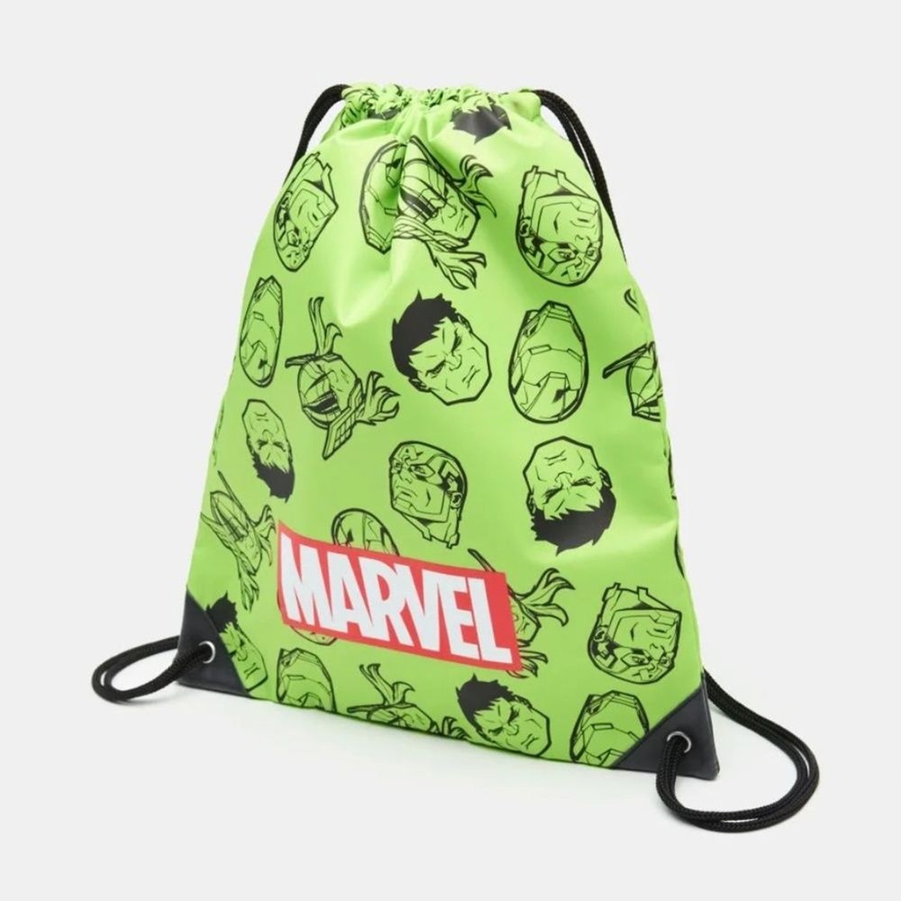NWT Marvel Avengers Boys Drawstring Hulk Backpack Green