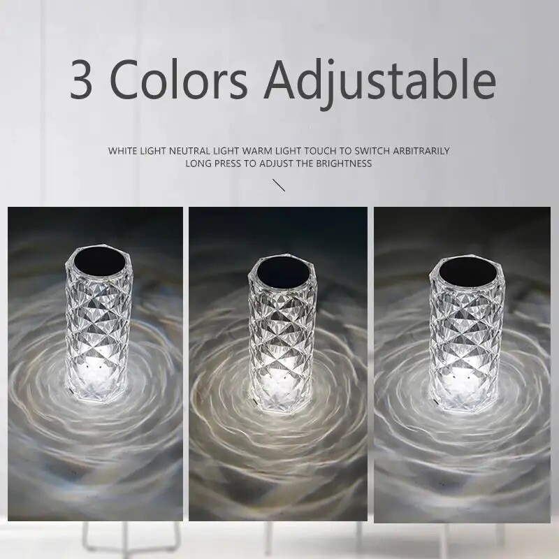 Rechargeable Crystal Light Lamp Color Changes Touch + Remote Control Night Light
