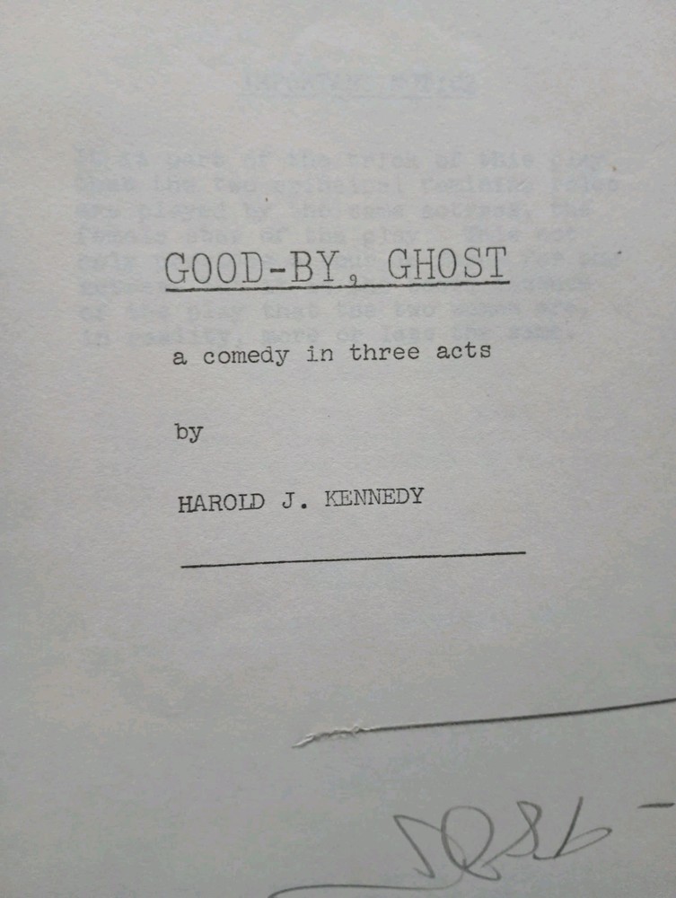 GOOD-BY, GHOST Harold J. Kennedy Comedy Play Script