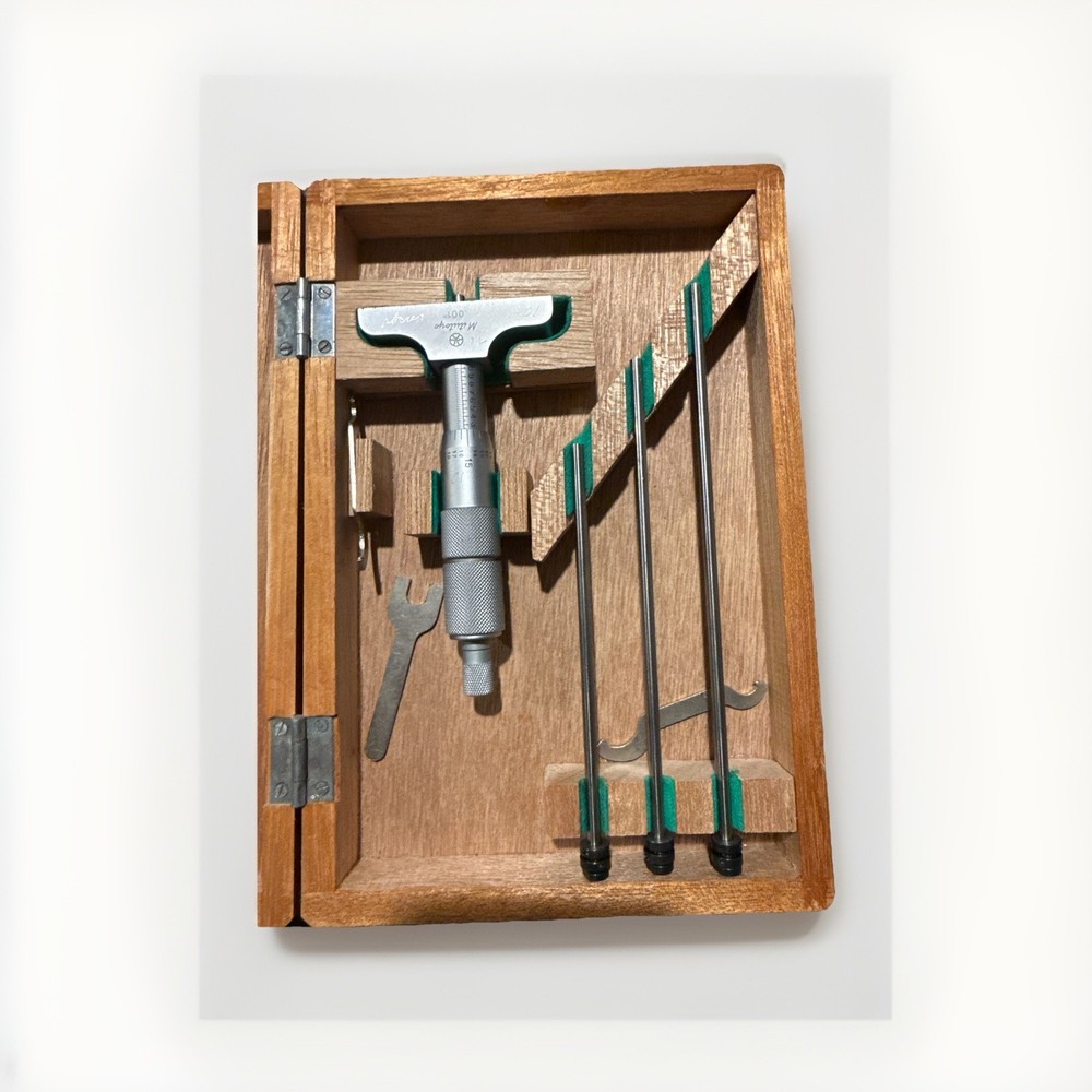 Mitutoyo 129-127 DMC2.5-4 Inch Microscope Depth Micrometer Set with 4 Rods