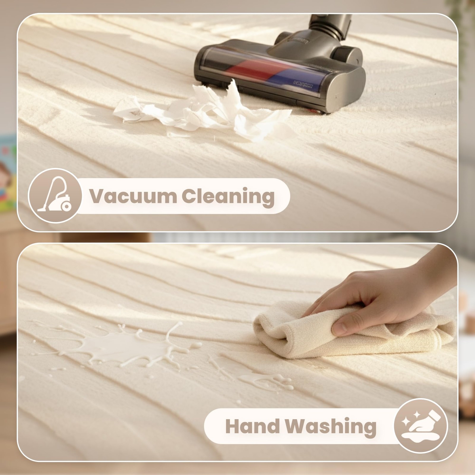 1.3" Thick Fluffy Baby Play Mat for Floor,Elasti Foam Padded Area Rug for Liv...