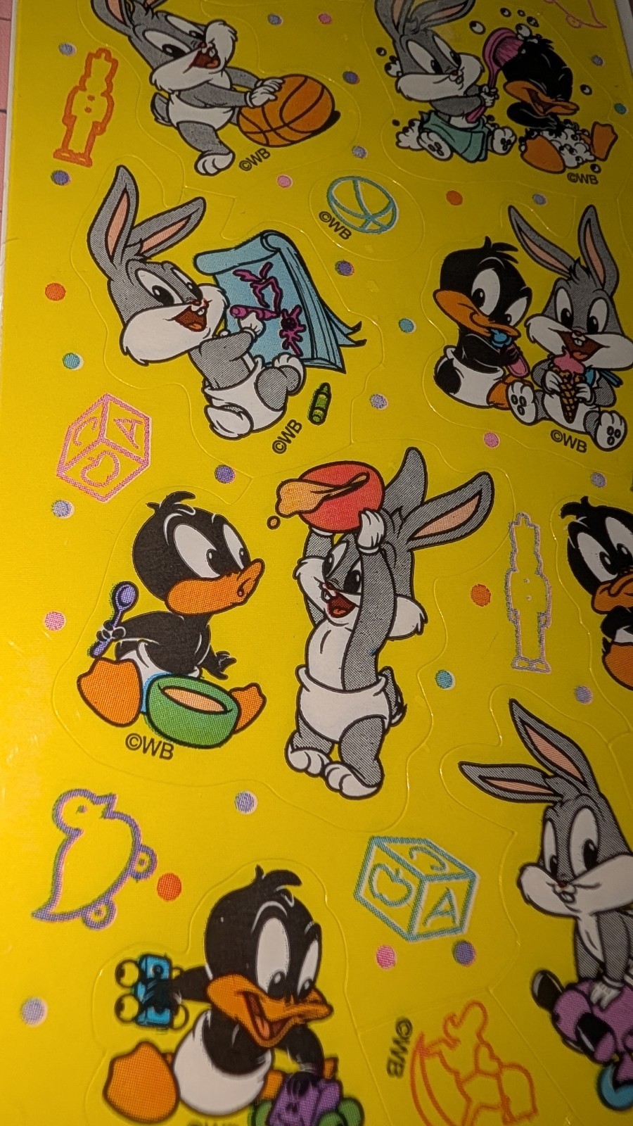 Vintage Stickers Baby Looney Tunes Bugs Bunny Daffy Duck 2 Sheets New