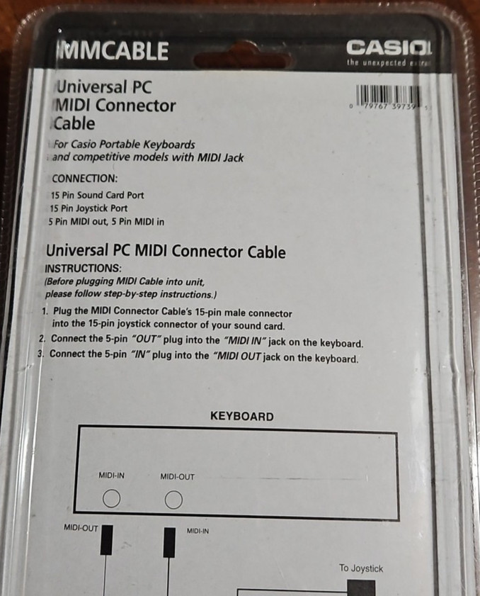 Casio MM Cable Universal PC MIDI Connector Cable For Keyboards