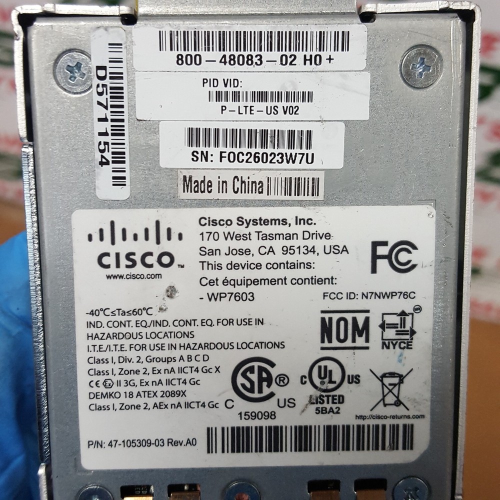 Cisco Pluggable Interface Module LTE P-LTE-US V02 (800-48083-02 H0+) USED