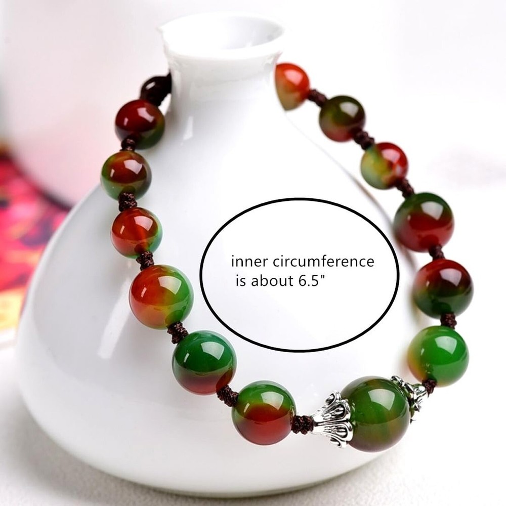 Beautiful Handmade Peacock Agate Beads Bracelet for Protection, Strength and ...