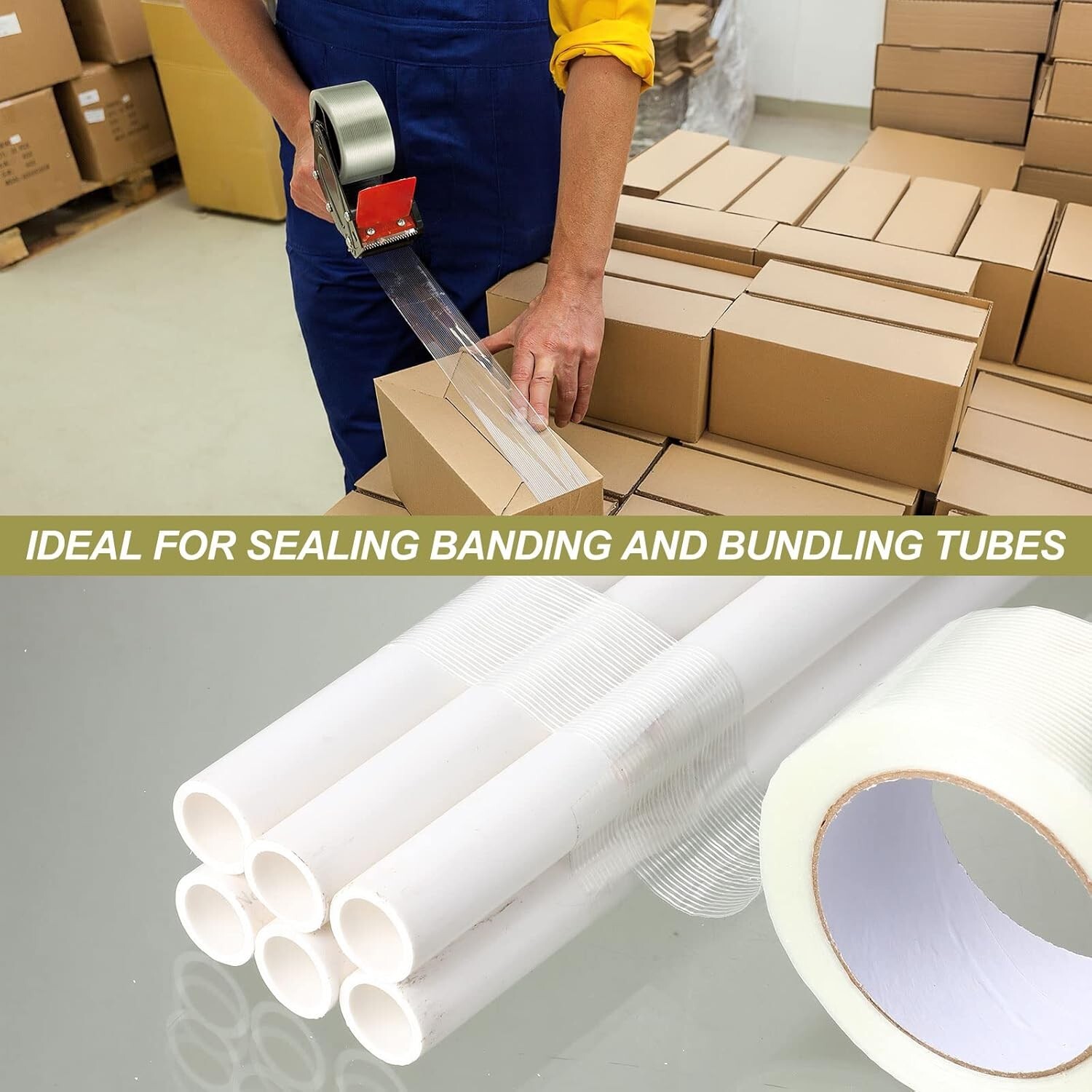 3 Rolls Filament Reinforced Strapping Fiberglass Tape 5.5 mil - 2 in. x 60 yds