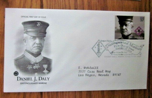 USMC DANIEL J DALY  DISTINGUISHED MARINE SEMPER FI 2005  PCS CACHET  FDC
