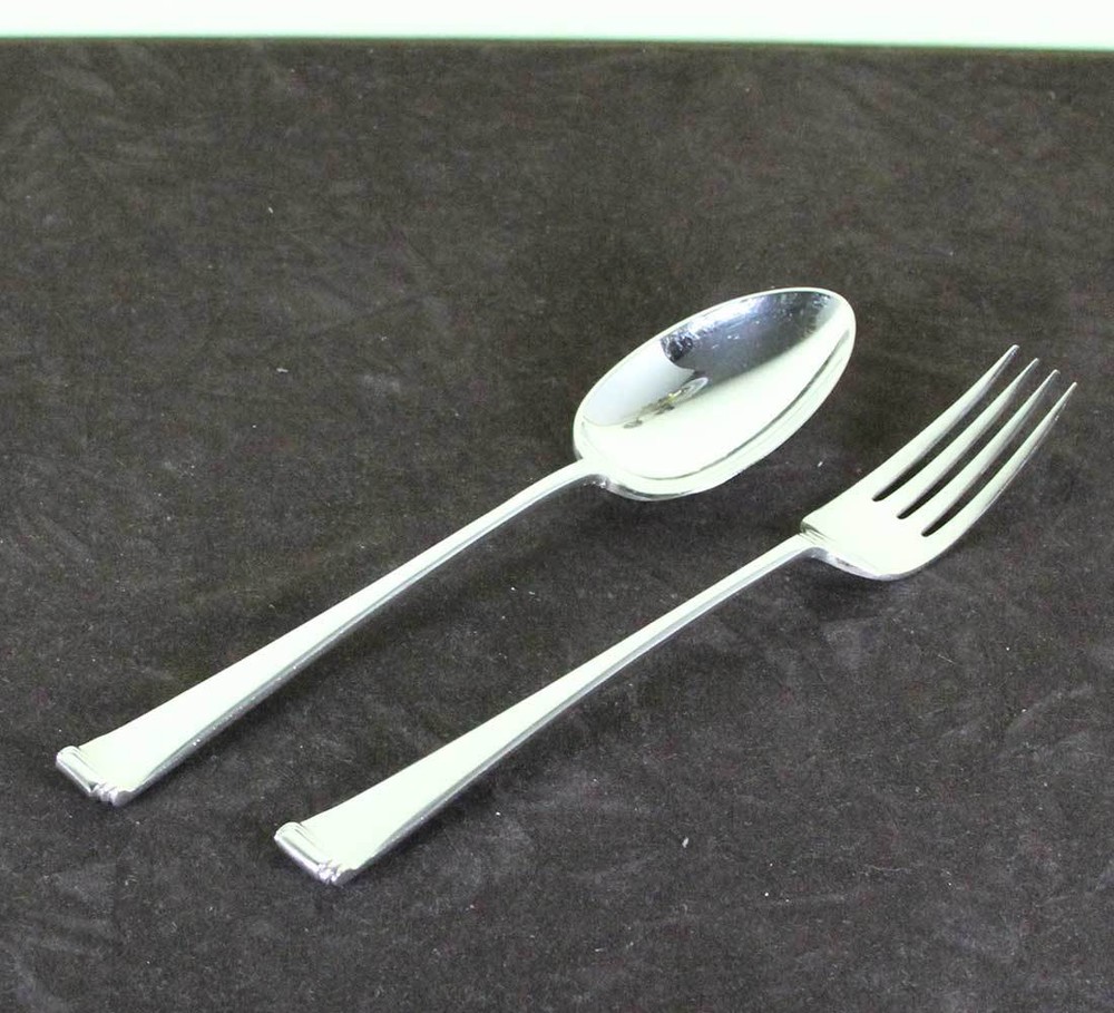 Silver Large Serving Spoon & Fork, Art Deco