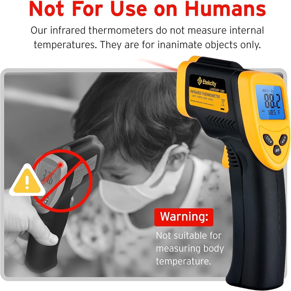 User-Friendly Infrared Temperature Gun - Adjustable Emissivity & Backlit Screen