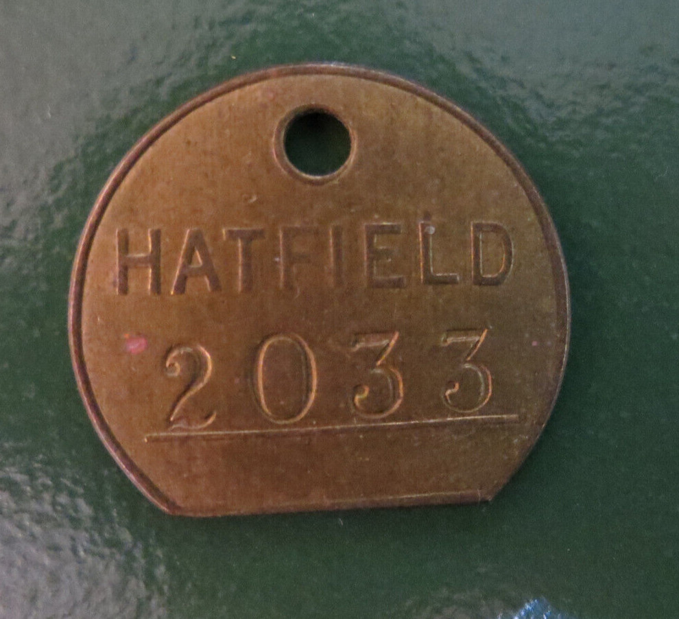 HATFIELD Colliery Pit Check / Tally - marked HATFIELD 2033