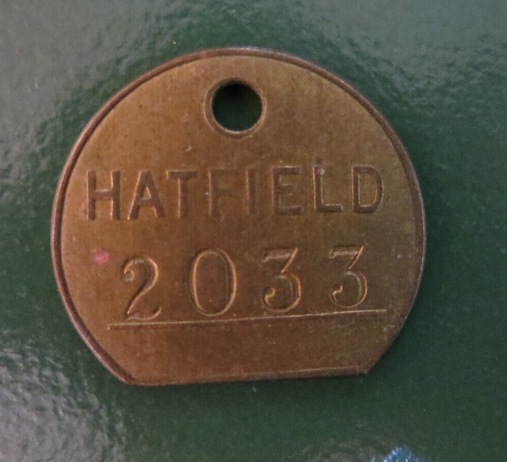 HATFIELD Colliery Pit Check / Tally - marked HATFIELD 2033