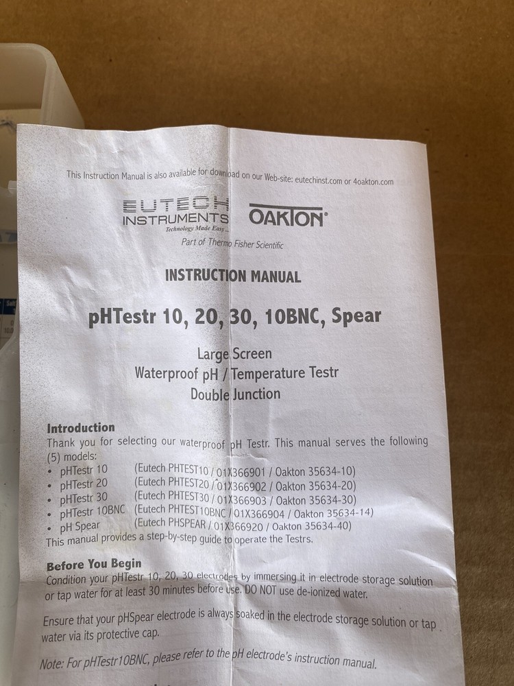 Oakton Waterproof Ph Tester 10 Preowned