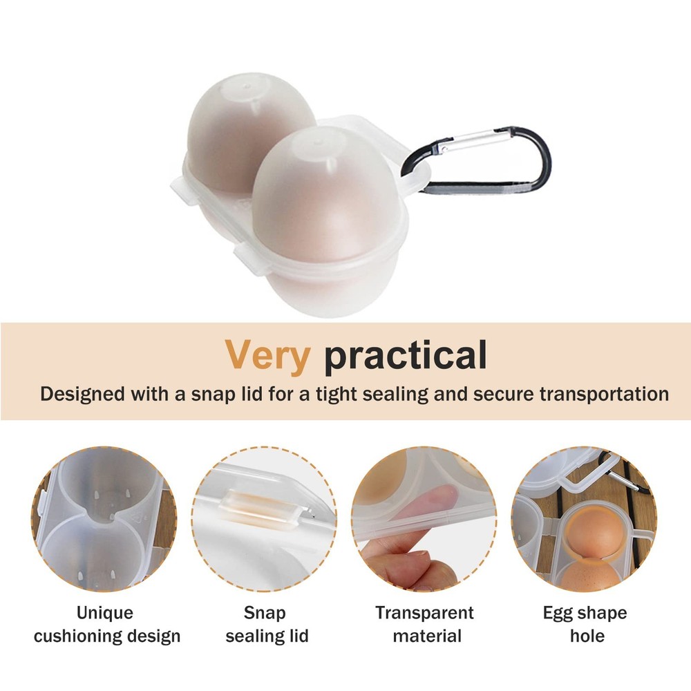 RoseFlower 2pcs Egg Holder Container, 2 Girds Plastic Egg Storage Box Shockpr...