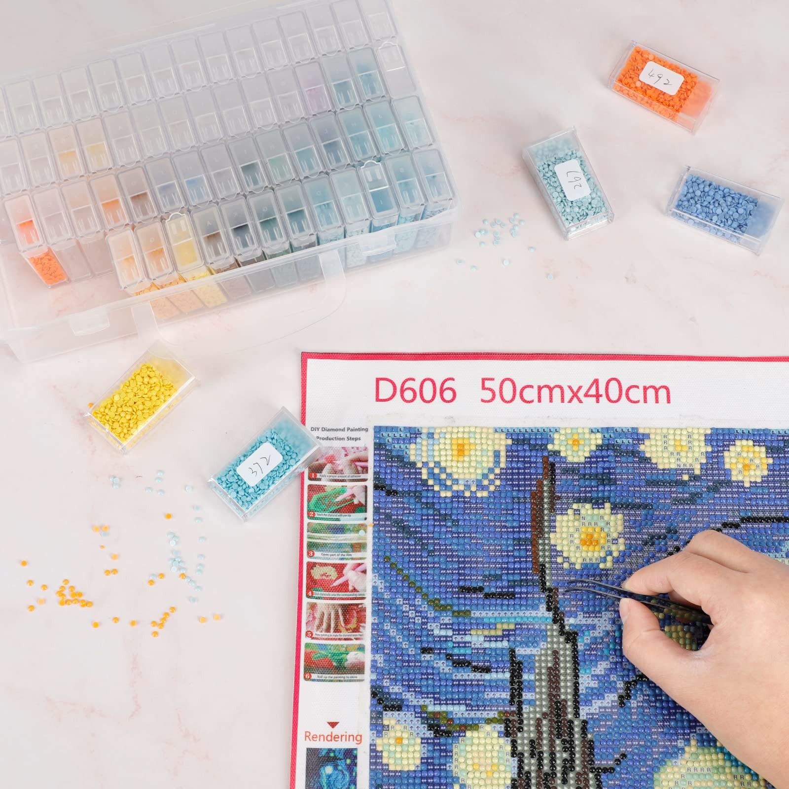 SGHUO 64 Grid Diamond Painting Storage Containers Diamond Art Accessories Too...