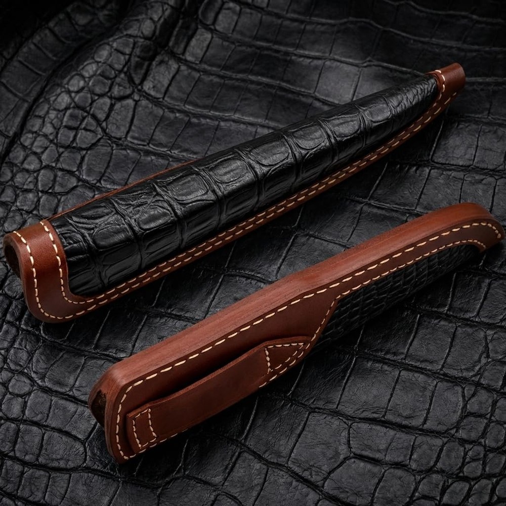 Custom Premium Quality Leather Sheath, Tooled Crocodile Leather Sheath, Hunti...