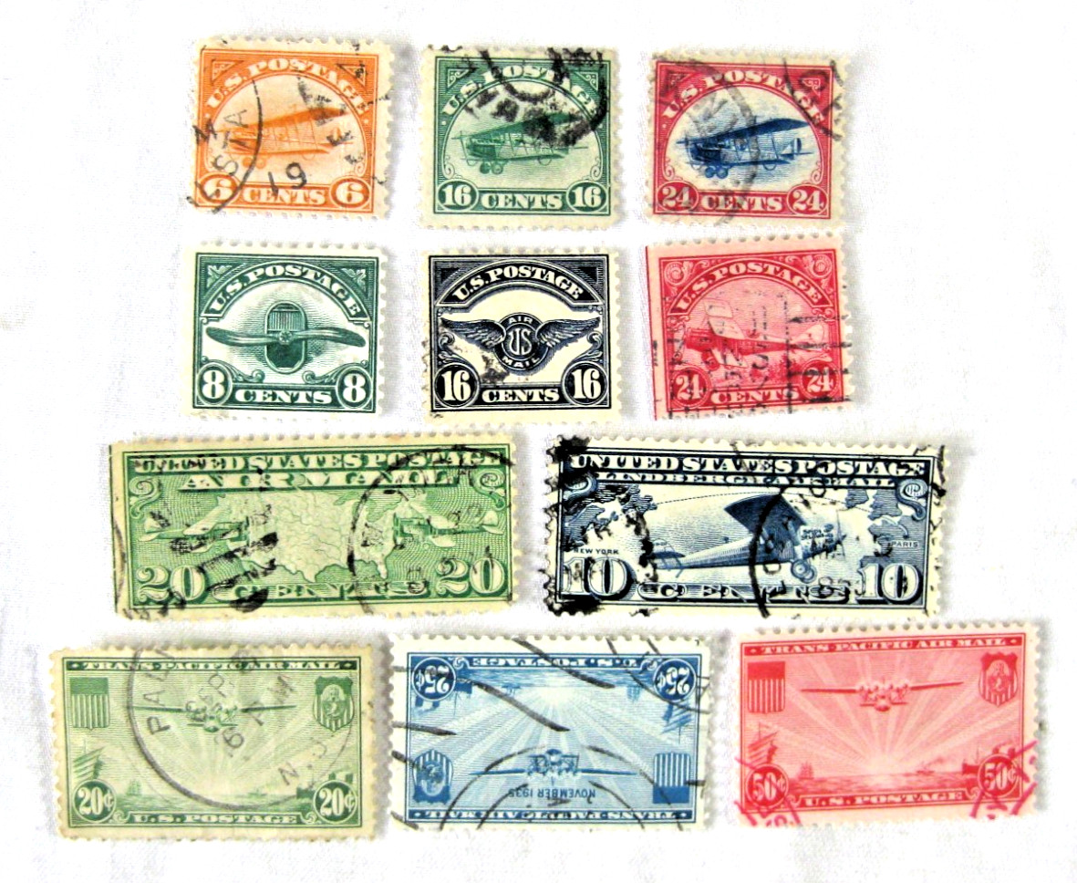 USA Stamps Early Air Mail Lot 1918-1937 Nice Used