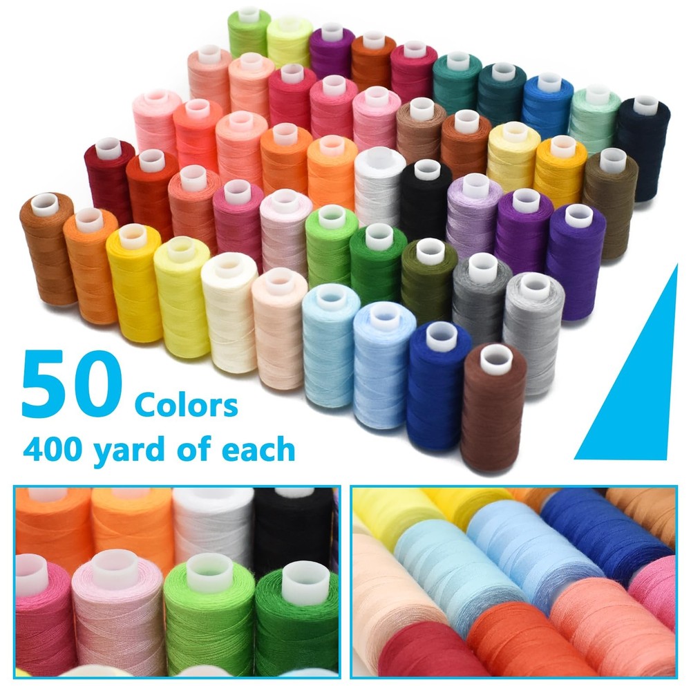100pcs bobbin Threads kits, 400yard Per Polyester Thread Spool Set Matching P...