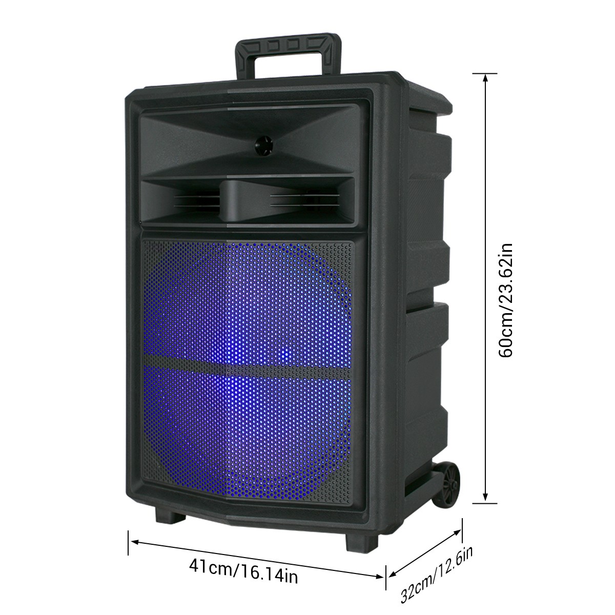 15" 10000W Bluetooth Party Speaker with Heavy Bass LED Lights Wireless Mic Stand