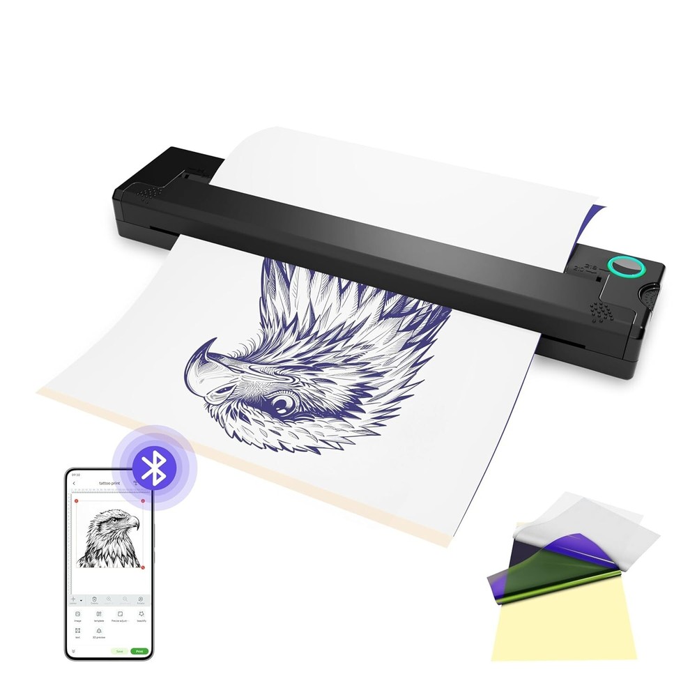 Compact P90 Tattoo Printer - Bluetooth, Thermal Printing for Pros & Beginners