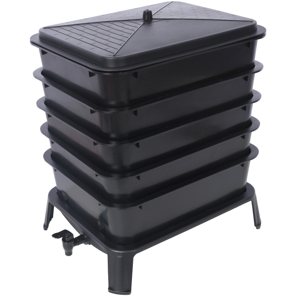 5-Layer Worm Compost Bin, 50L Worm Composter, Easy Setup Inclusive Worm Farm Kit