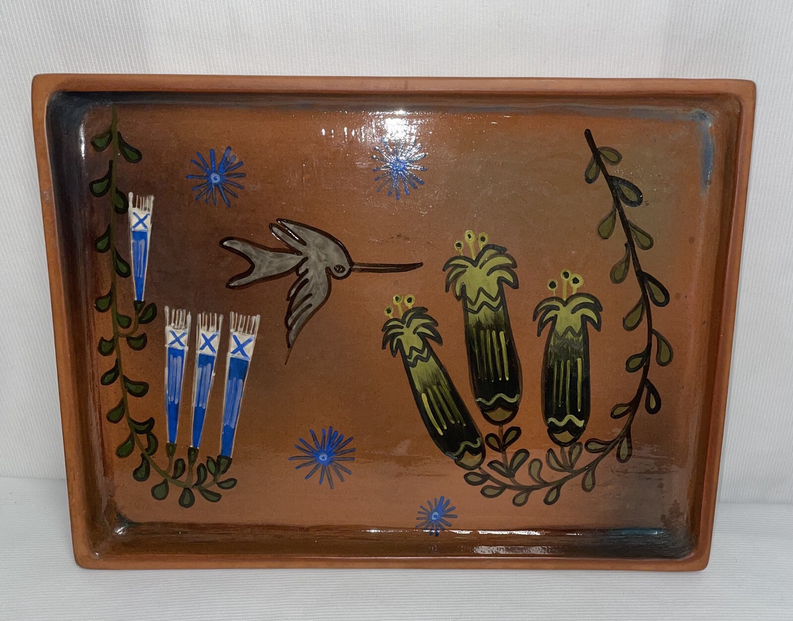Seminario Peru Terracotta 15 Inch Tray Hand Crafted Hand Painted