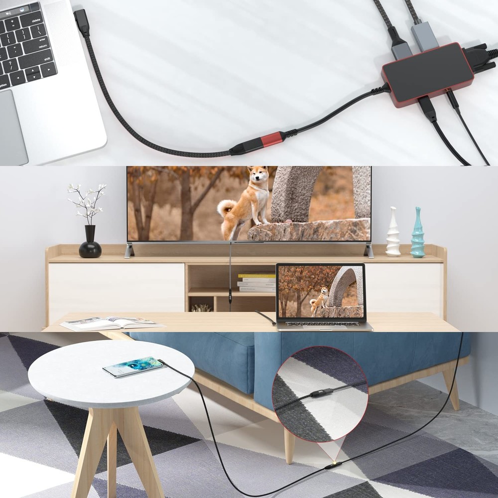 USB-C Extension Cable Right Angle 0.3M/1FT, 90 Degree 3.2 1ft, black