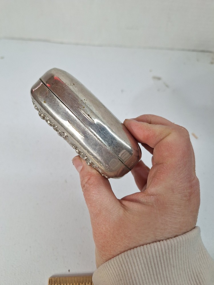 Antique Silver Hinged Box Tin Victorian