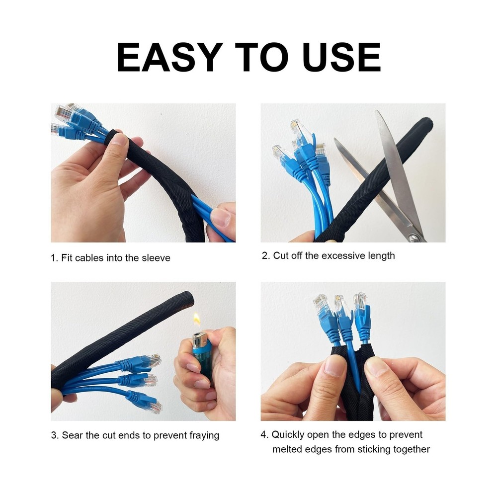 Secbolt 25ft 3/8 in Bite-Resistant Pet Cable Cord Protector, Black