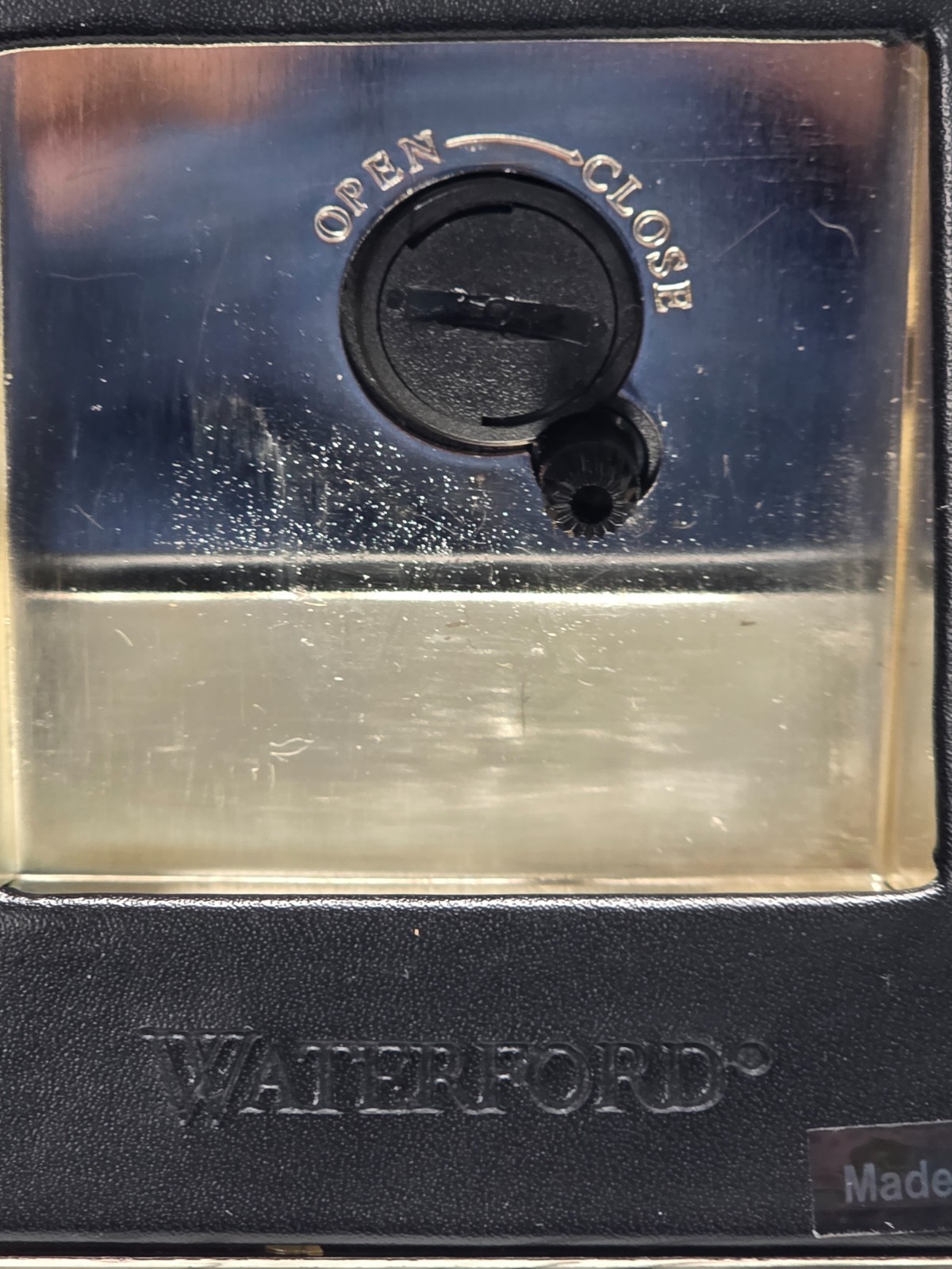 Waterford Free Standing Desk Clock, Faux Black Crocodile & Silver Plate Outline